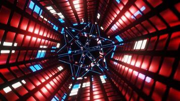 Red with Blue and White Sci-Fi Neon Glow Hexagonal Tunnel video