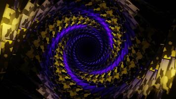 Yellow and Purple Spiral Cubic Tunnel Background VJ Loop video