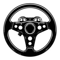 Silhouette of Steering wheel video game pictograph vector image