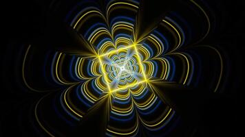 Blue and Yellow Neon Glow Clover Tunnel Background VJ Loop video