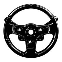 Silhouette of Steering wheel video game pictograph vector image