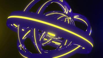 blå och gul sci-fi ringar bakgrund slinga animering video