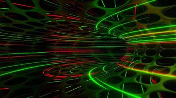 Green and Red Sci-Fi Neon Ring Movement Background VJ Loop video