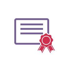 Diploma, Graduate Certificate Icon Vector Template