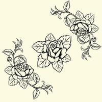 vector flowers for textiles in hand drawn style