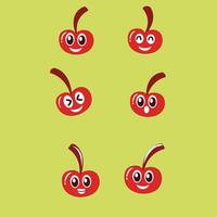 set of cherry with face vector