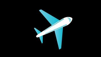 een blauw en wit vliegtuig vliegend in de lucht concept animatie met alpha kanaal video