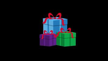 A gift box with a bow icon concept loop animation video with alpha channel