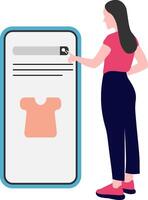 Woman with a mobile phone. shopping online, remote work, internet browsing concept. vector