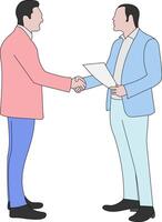 Businessmen shaking hands. Handshake of two men. Agreement of parties. Partnership Concept. Successful negotiations. Business partners meeting. Vector illustration