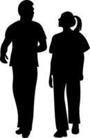 Male and Female Doctors standing together, concept of medical team silhouette Vector illustration