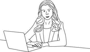 office girl line art vector design