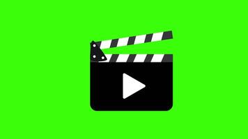 A black and white clapper board icon concept animation with alpha channel video