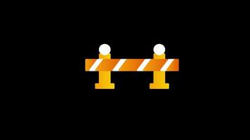 yellow and white barricade traffic barrier icon concept animation with alpha channel video