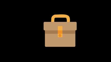 briefcase travel bag suitcase icon concept animation with alpha channel video