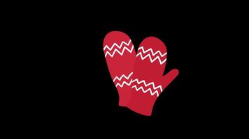 a pair of red mittens or gloves icon concept loop animation video with alpha channel