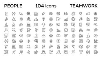 People and teamwork line icons collection. Big icon set in a flat design. Thin outline icons pack vector