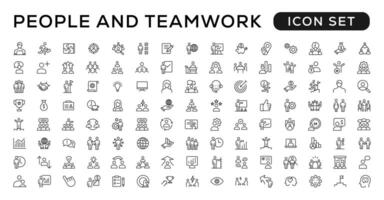 People and teamwork line icons collection. Big icon set in a flat design. Thin outline icons pack vector