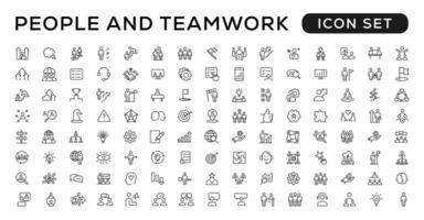 People and teamwork line icons collection. Big icon set in a flat design. Thin outline icons pack vector