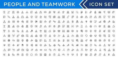 People and teamwork line icons collection. Big icon set in a flat design. Thin outline icons pack vector