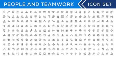 People and teamwork line icons collection. Big icon set in a flat design. Thin outline icons pack vector