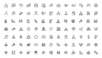 People and teamwork line icons collection. Big icon set in a flat design. Thin outline icons pack vector