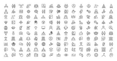 People and teamwork line icons collection. Big icon set in a flat design. Thin outline icons pack vector