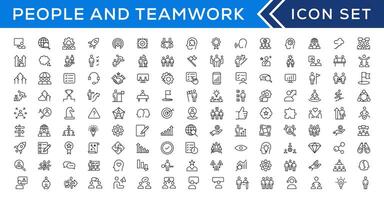 People and teamwork line icons collection. Big icon set in a flat design. Thin outline icons pack vector