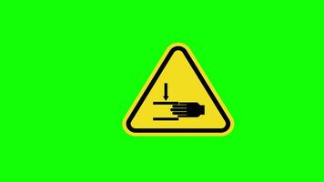 yellow triangle Caution warning Hand injury sign. Hand crush sign. Pinching point Symbol sign icon concept animation with alpha channel video