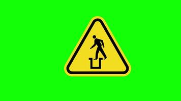 yellow triangle Caution warning Bottomless Pit Symbol Sign icon concept animation with alpha channel video