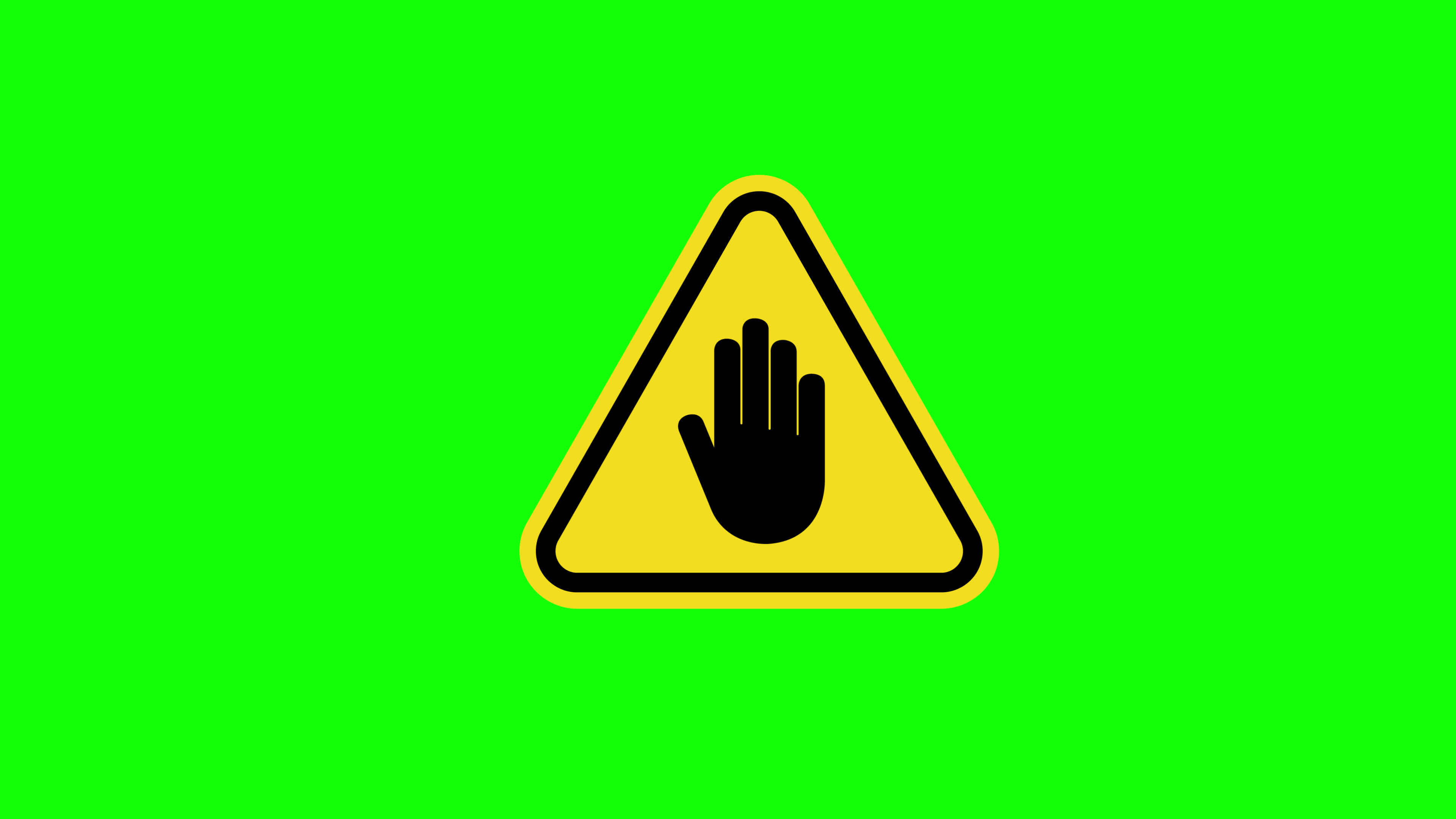 A yellow triangle warning Caution stop hand restricted access Sign icon