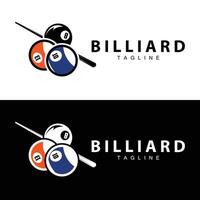 Billiard club logo design vector game badge sport template pool table with ball and stick simple illustration template