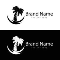 Coconut tree logo design template palm tree silhouette illustration summer beach sea plant vector