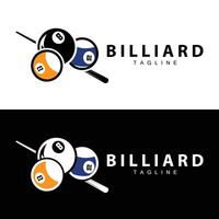 Billiard club logo design vector game badge sport template pool table with ball and stick simple illustration template