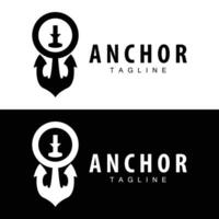 Sea ship vector icon symbol illustration simple sea anchor logo design