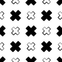 Crosses seamless pattern, Repeating black crosses on a white background, Vector illustration