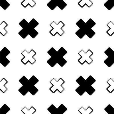 Crosses seamless pattern, Repeating black crosses on a white background, Vector illustration
