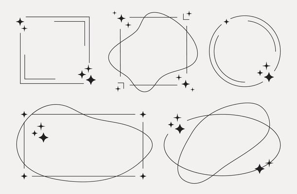 Geometric Frames, Sparkle Monoline Frame Vector Illustration
