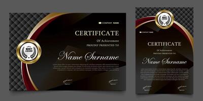 award certificate with a black background with a luxurious gold silhouette. vector