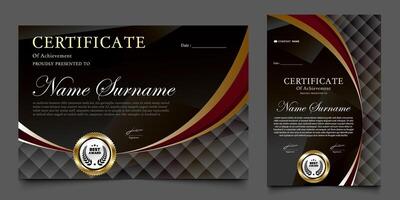 award certificate with a black background with a luxurious gold silhouette. vector