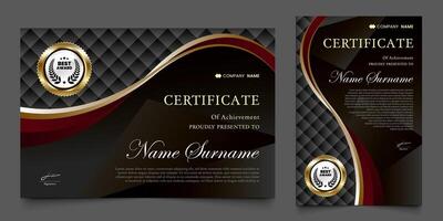 award certificate with a black background with a luxurious gold silhouette. vector