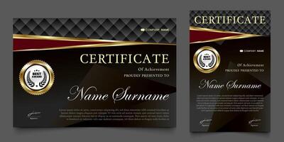 award certificate with a black background with a luxurious gold silhouette. vector