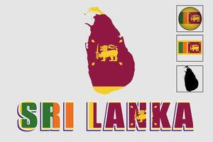 Sri Lanka flag and map in a vector graphic