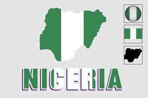 Nigeria flag and map in a vector graphic