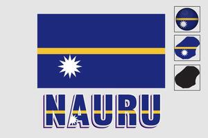 Nauru flag and map in a vector graphic