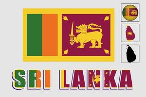 Sri Lanka flag and map in a vector graphic