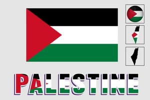 Palestine flag and map in a vector graphic