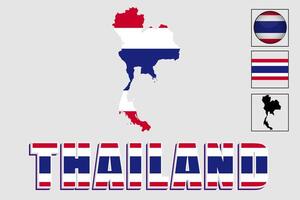Thailand flag and map in a vector graphic