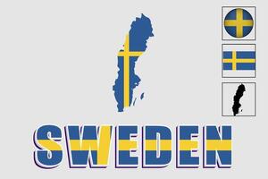 Sweden flag and map in a vector graphic