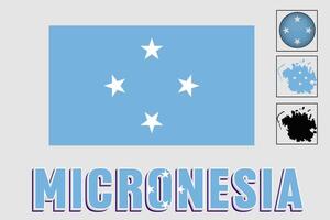 Micronesia flag and map in a vector graphic